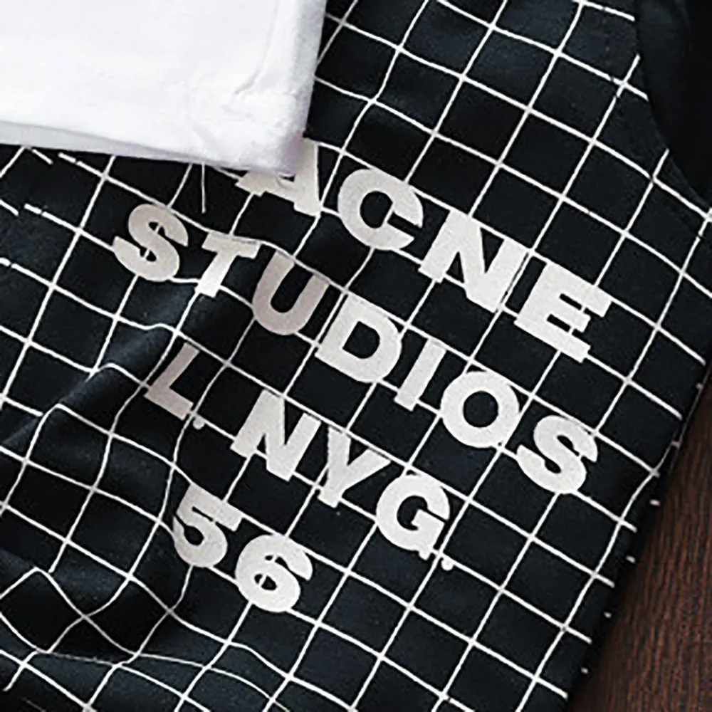 2 шт. детский клетчатый топ с буквенным принтом звезд и брюки|Комплекты одежды для