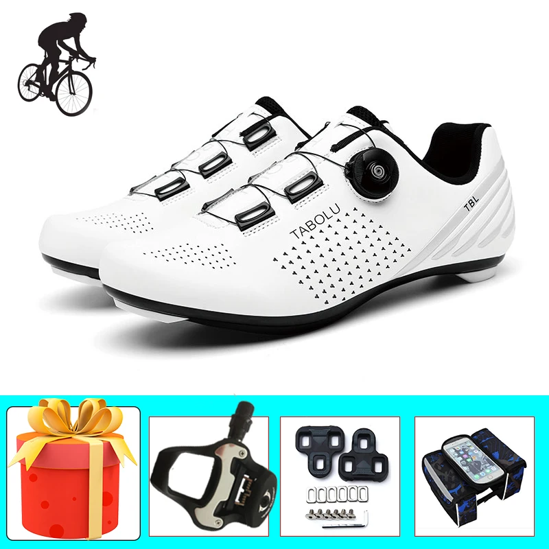 

Road Bike Cycling Shoes Self-locking Breathable Bicicleta Triatlon Zapatillas Ciclismo Add Pedals Riding Bicycle Flat Shoes