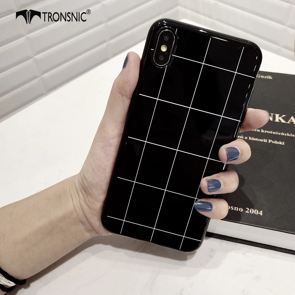glossy plaid phone case for iphone 11 pro xs max xr soft luxury silicone black white case for iphone 6s 7 8 plus shiny cover hot free global shipping