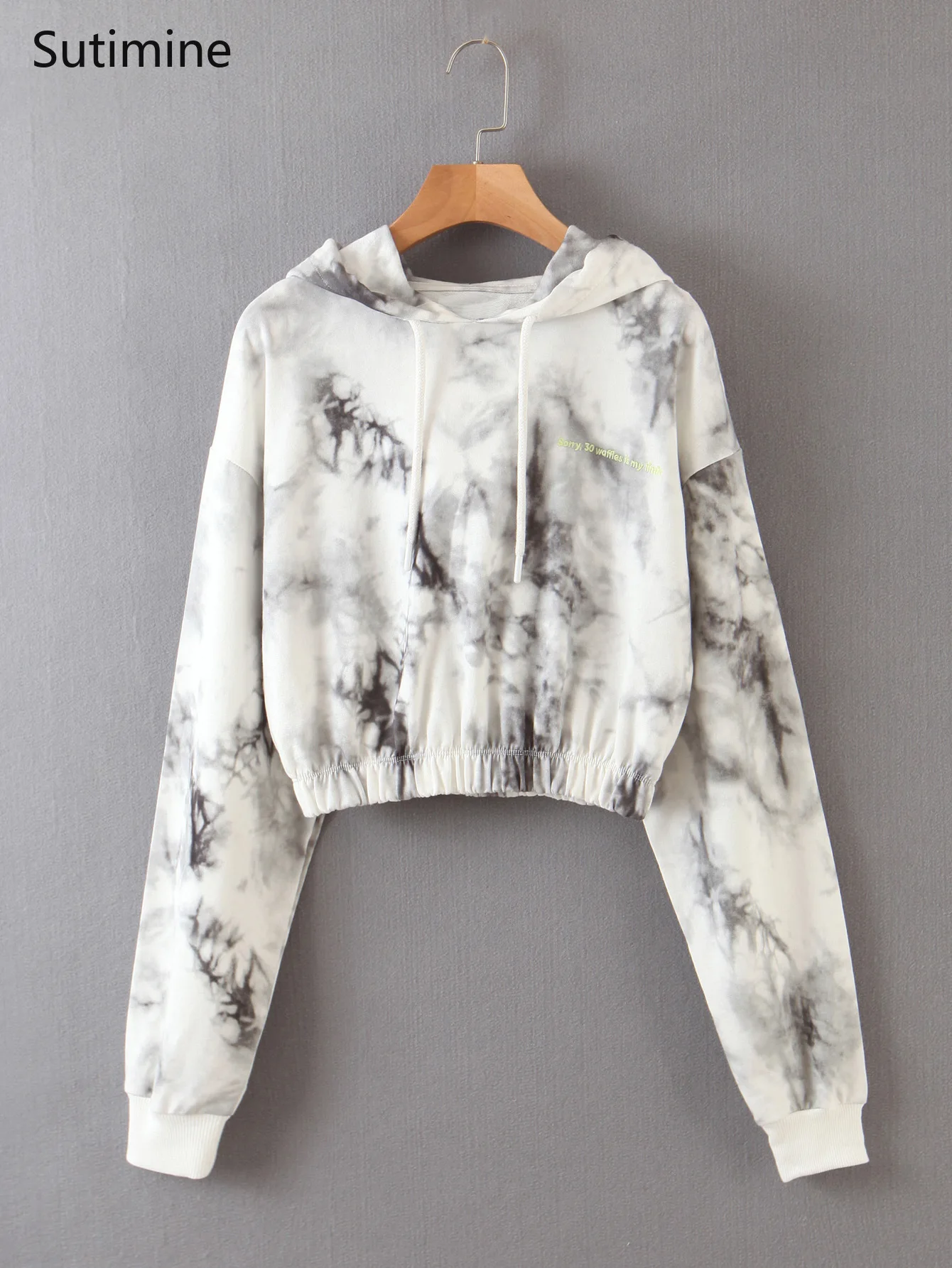 

2021 Autumn Comfortable Slim Fit Hoodie Sweater Wear Round Neck Long Sleeve Tie-Dye Hooded Sweatshirt Women Clothes Crop Top