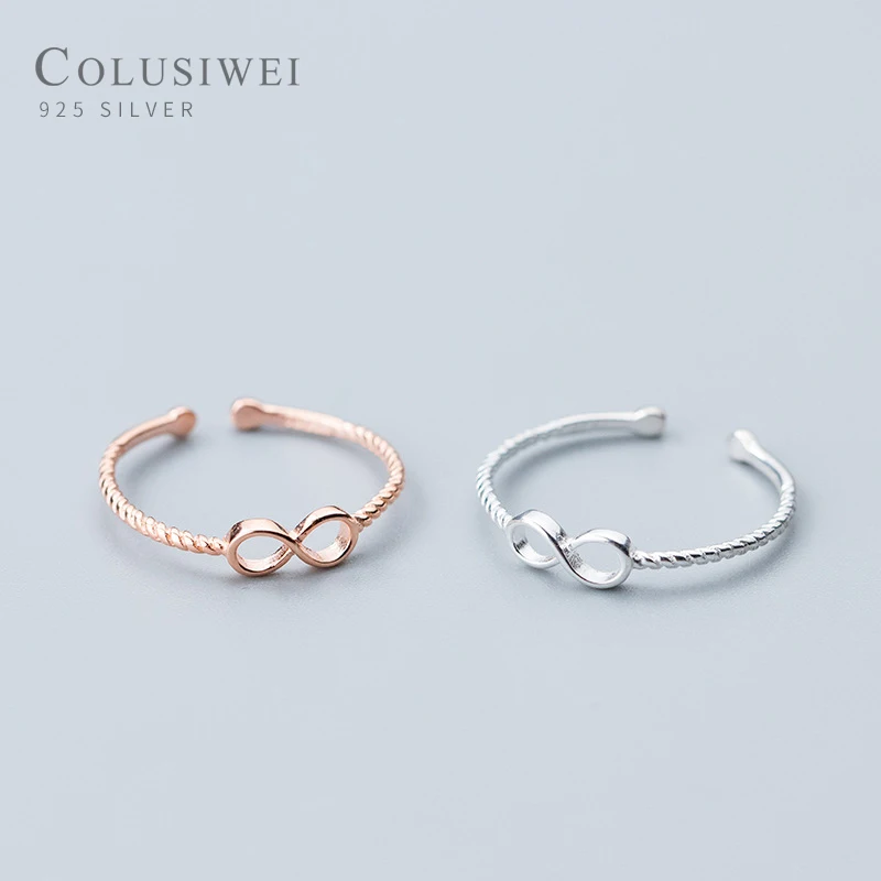 COLUSIWEI Романтический 925 стерлингового серебра Mobius Бесконечная любовь кольцо для