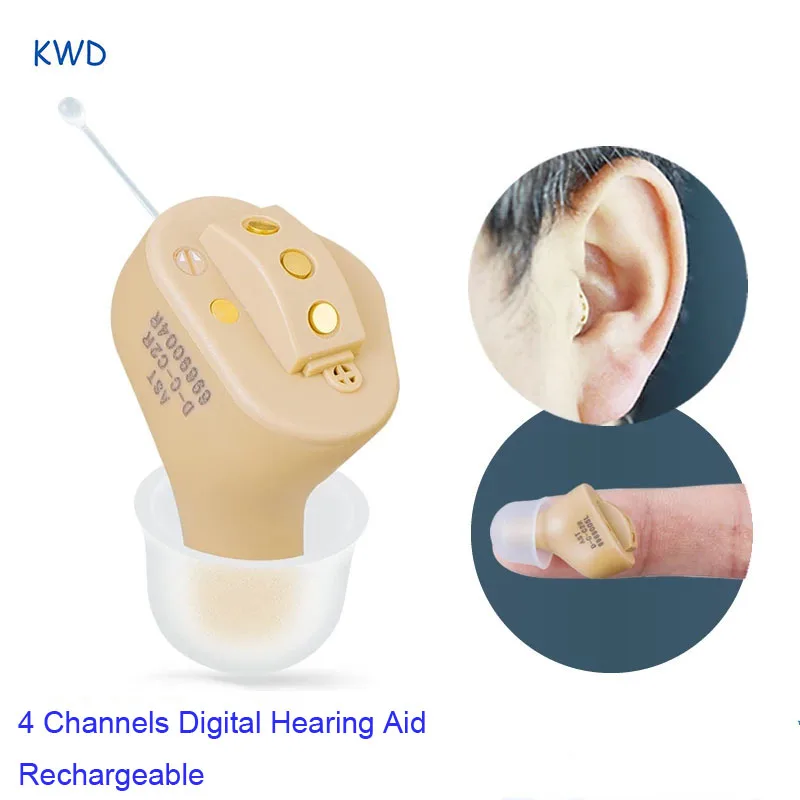 

C53 4 Channels Hearing Aid Mini CIC Invisible Ear Sound Amplifier Digital Chip Hearing Amplifier Enhancer Wireless Portable