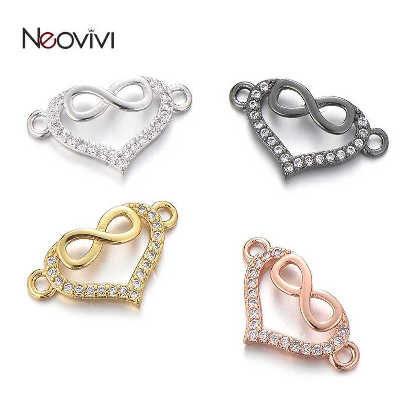 Neovivi белые циркониевые амулеты в форме сердца с восьмиядерным символом для