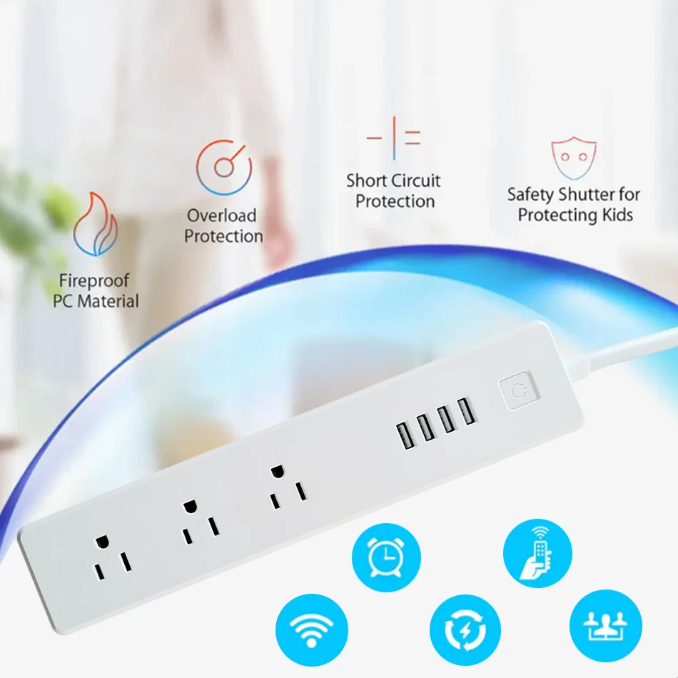 Удлинитель с поддержкой Wi-Fi Tuya Smart Power Strip британские розетки USB-порт таймер Life эхо