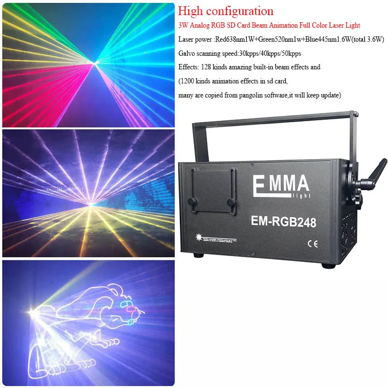 3d Rgb лазер 3 Вт Dj огни Dmx + Ilda Sd карта многоцветный 1200 видов анимационный луч
