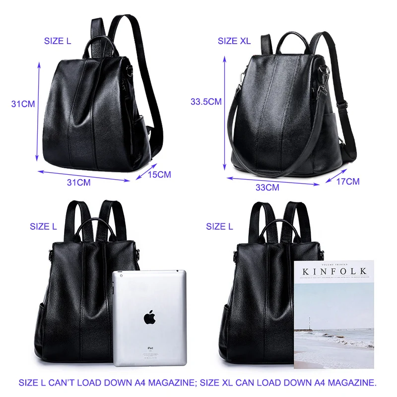 

Women's Luxury Fashion Leather Backpack Korean Anti-theft Handbag Girls Waterproof Schoolbag 2021 New