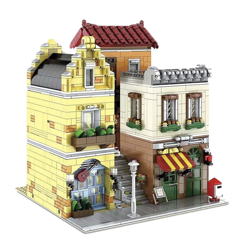 

3103pcs MOC Idea City street view Cafe Coffee Shop house Building Blocks Bricks Classic Model Kids Educational Toys