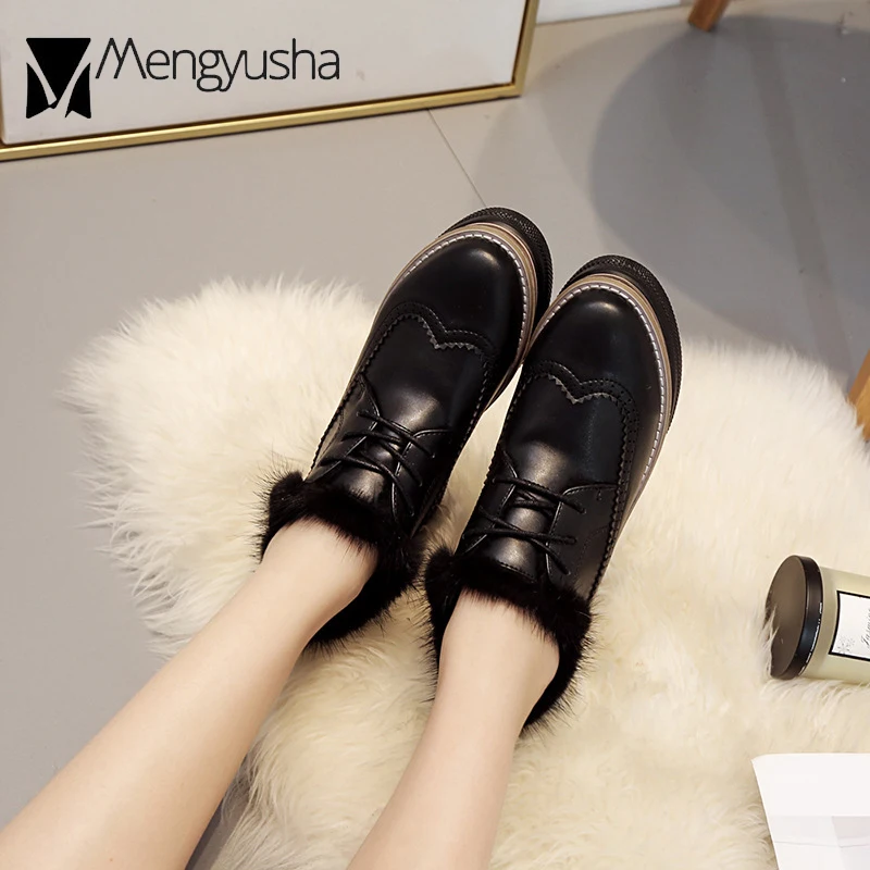 Женские ботинки на платформе обувь меху танкетке толстой резиновой подошве