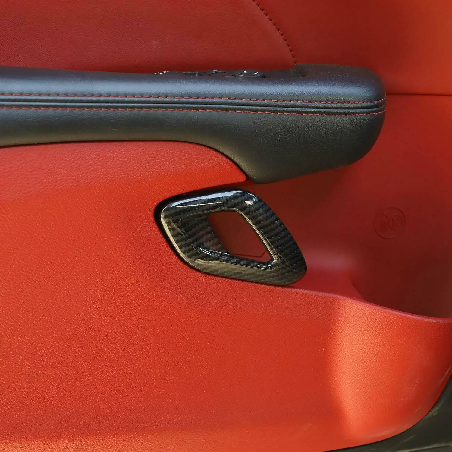 

CITALL 2pcs Carbon Fiber Style ABS Inner Door Handle Cover Trim Frame Moulding Fit For Dodge Challenger 2015 2016 2017 2018 2019