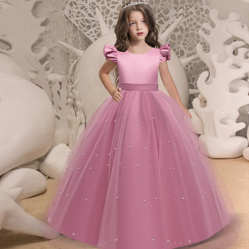 2022 Elegant First Bridesmaid Dress Girl Lace Princess Kids Dresses For Girls Children Costume Party Wedding 8 10 12 Years | Детская