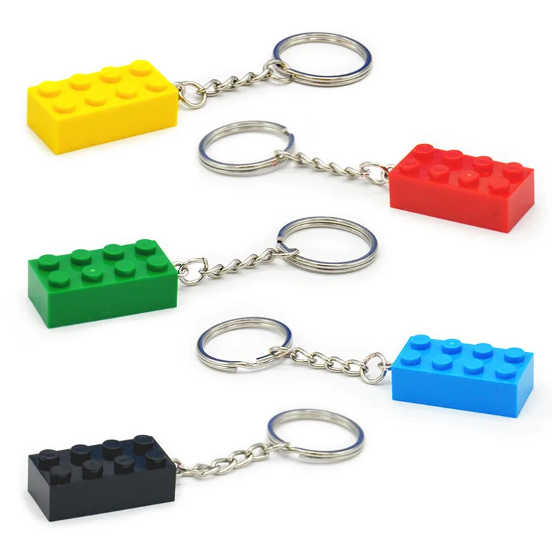 10 шт./компл. DIY брелок кольцо строительные блоки кулон MOC 2x4 кирпичи аксессуары