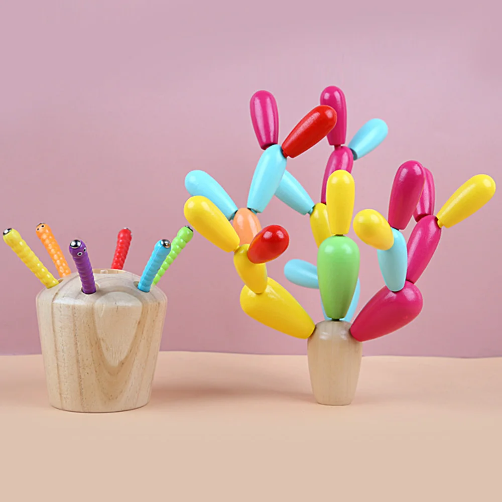 Деревянные пазлы для детей образовательная разборка сборка здание кактус