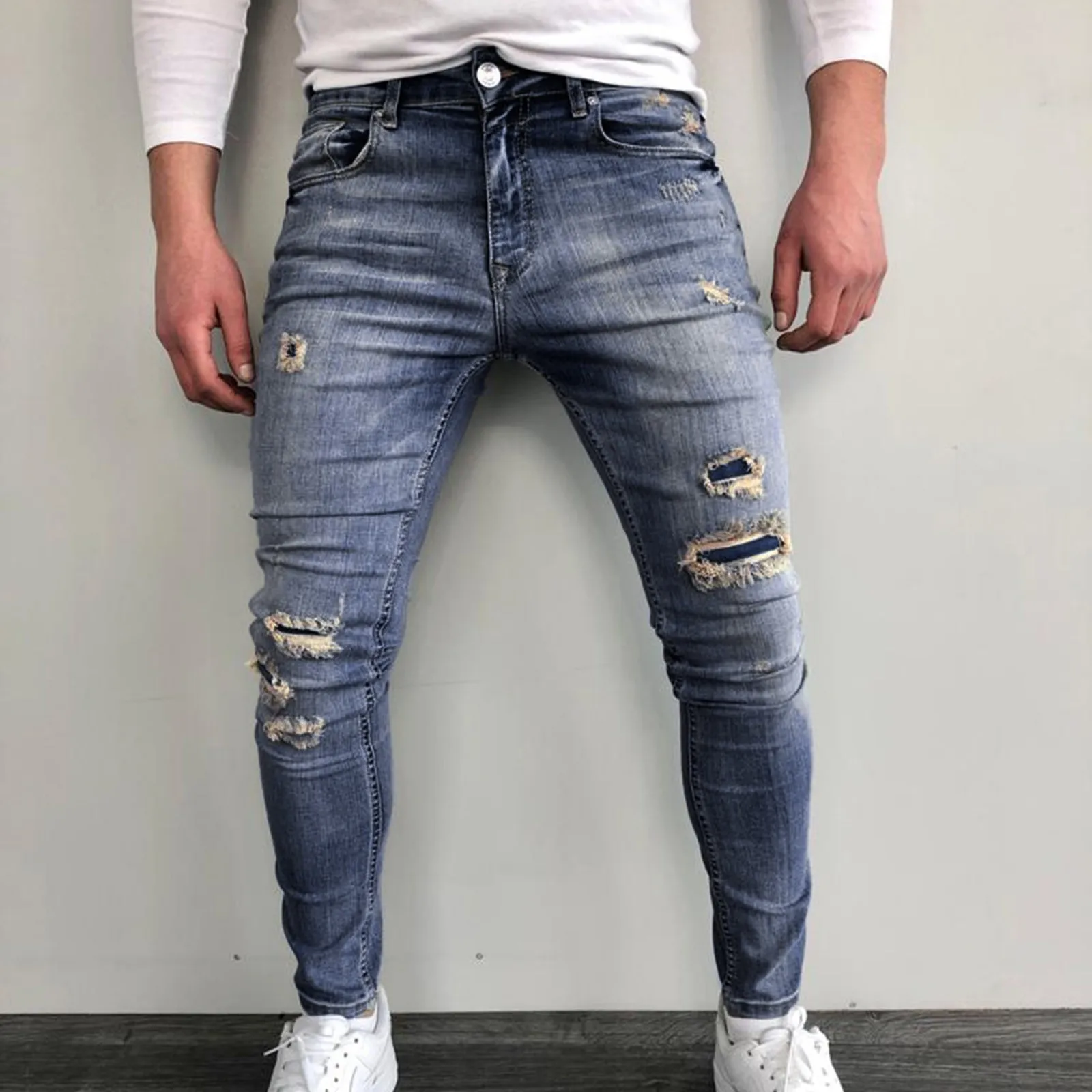 

Men's Pant Casual Jeans Zipper Open Placket Water Milled Feet Woven Feet Trousers Comfy Daily High Quality Jeans Free Shipping