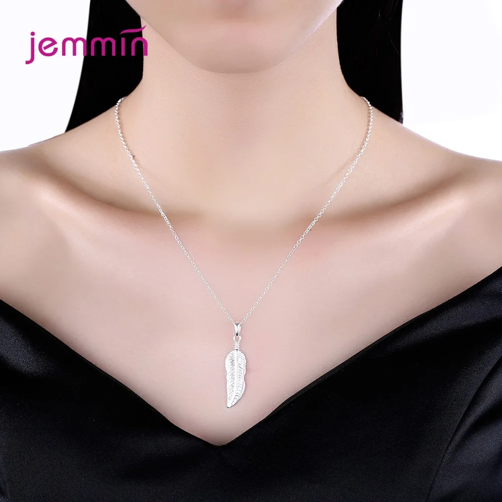 

Vintage Old Fashion Leaf Feather Pendant Necklaces Antique S925 Silver Collar Chain Woman Girl Birthday Christmas Gift Jewellery