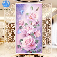 full square round drill large 5d diy diamond painting pink rose mosaic embroidery sale flower wall decor kit entrance decoration