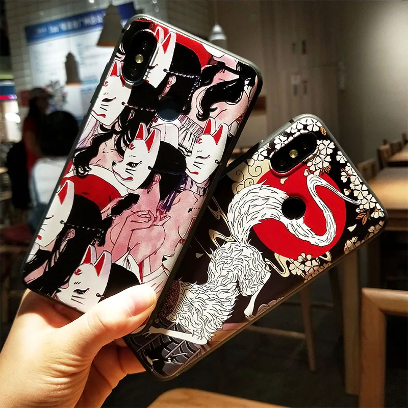 Chinese Style Fashion 3D Emboss Cute Cover For XiaoMi Mi 8 Mi8 SE 6X Mix 2 2S Case for xiaomi mi Mix2 Back Shell |