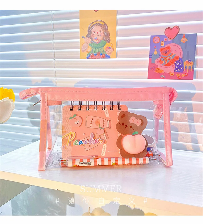 Прозрачный пенал из ПВХ с медведем собакой сумкой для хранения косметики Женский