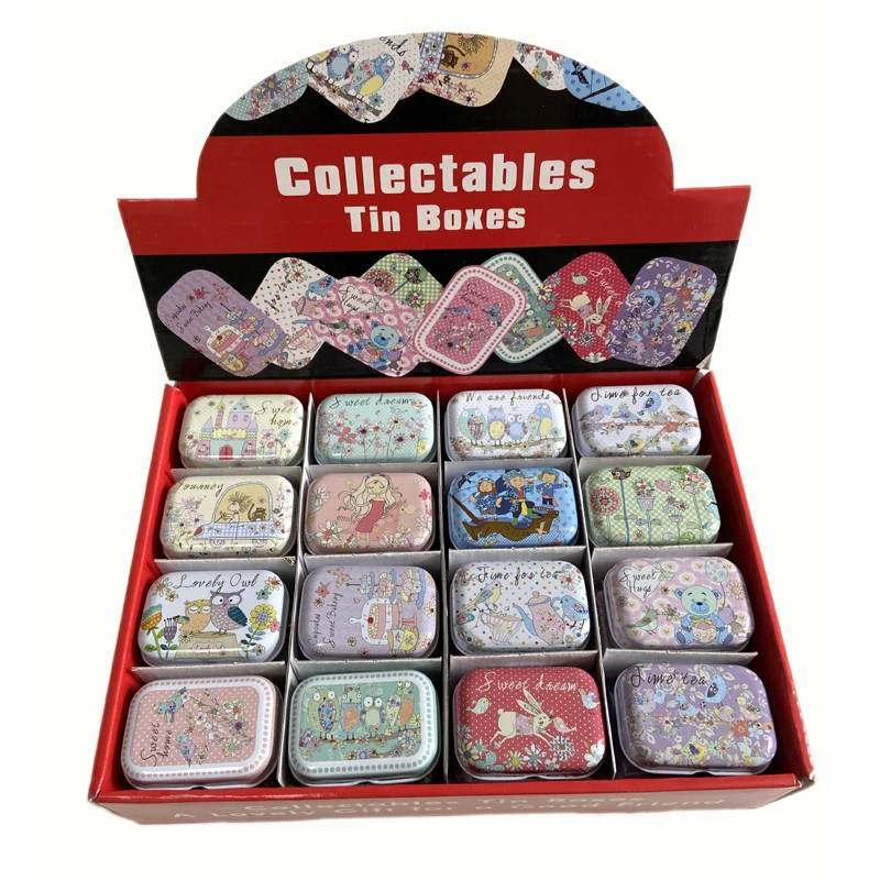 32 шт./лот винтажная жестяная коробка с мультяшным рисунком 5 5*3 8*2 4 см таблетки для