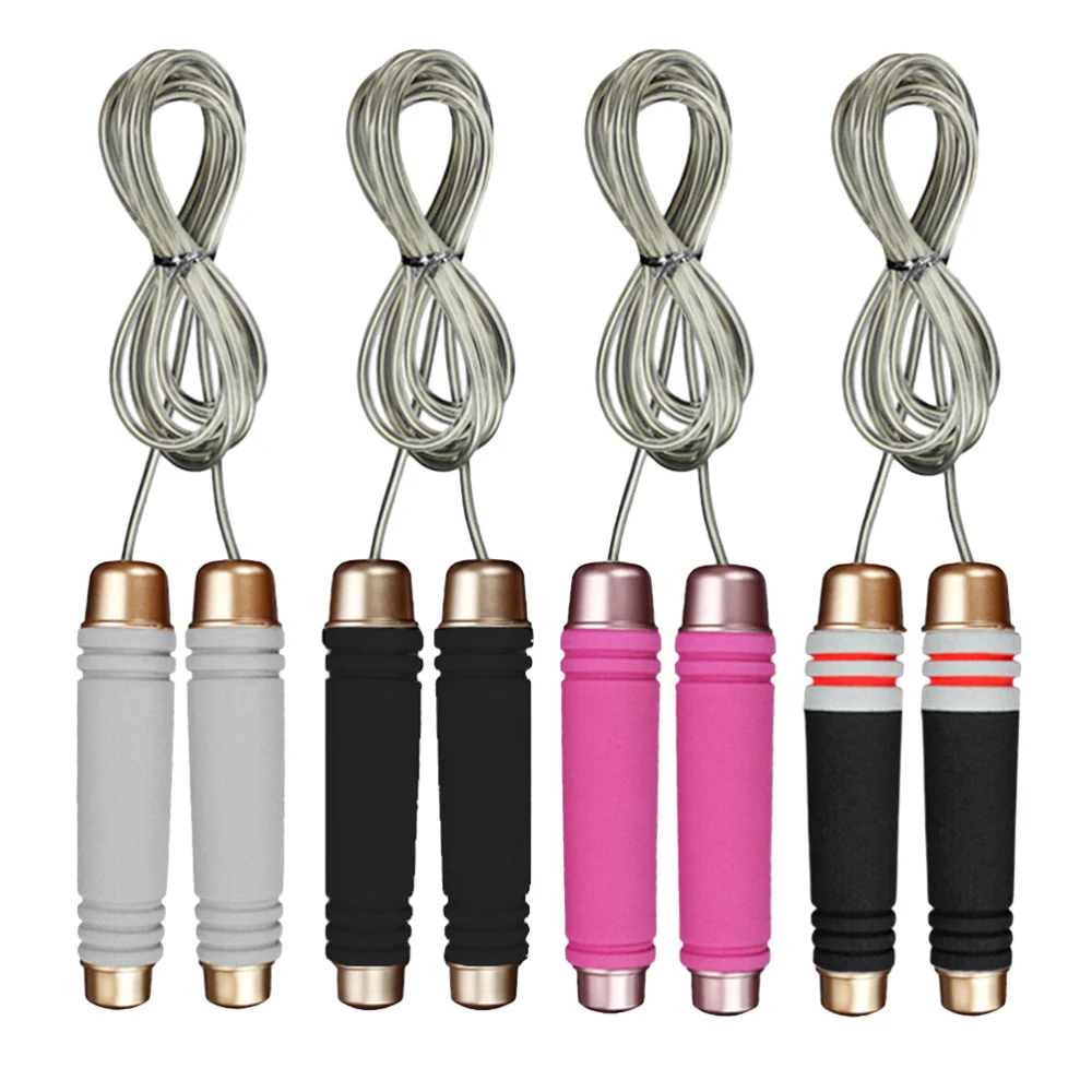 

4pcs Fitness Adjustable Handle Skipping Rope Steel Wire Jump Rope Sports Accessory for Children Students Adults (Grey,