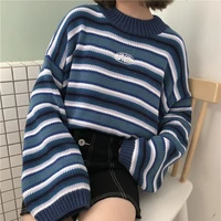 female korean harajuku clothing for women loose wild striped student sweater womens sweaters pullover european american leisure