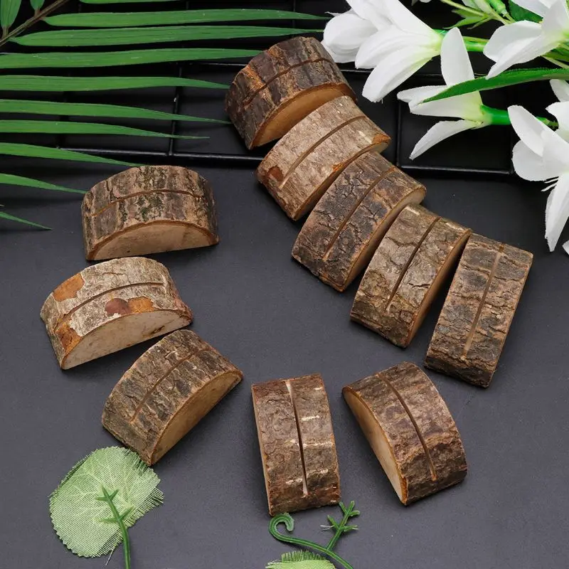 

W3JA 10pcs Rustic Natural Wood Table Name Number Place Card Holder Memo Note Photo Picture Clip Decor Wedding Party