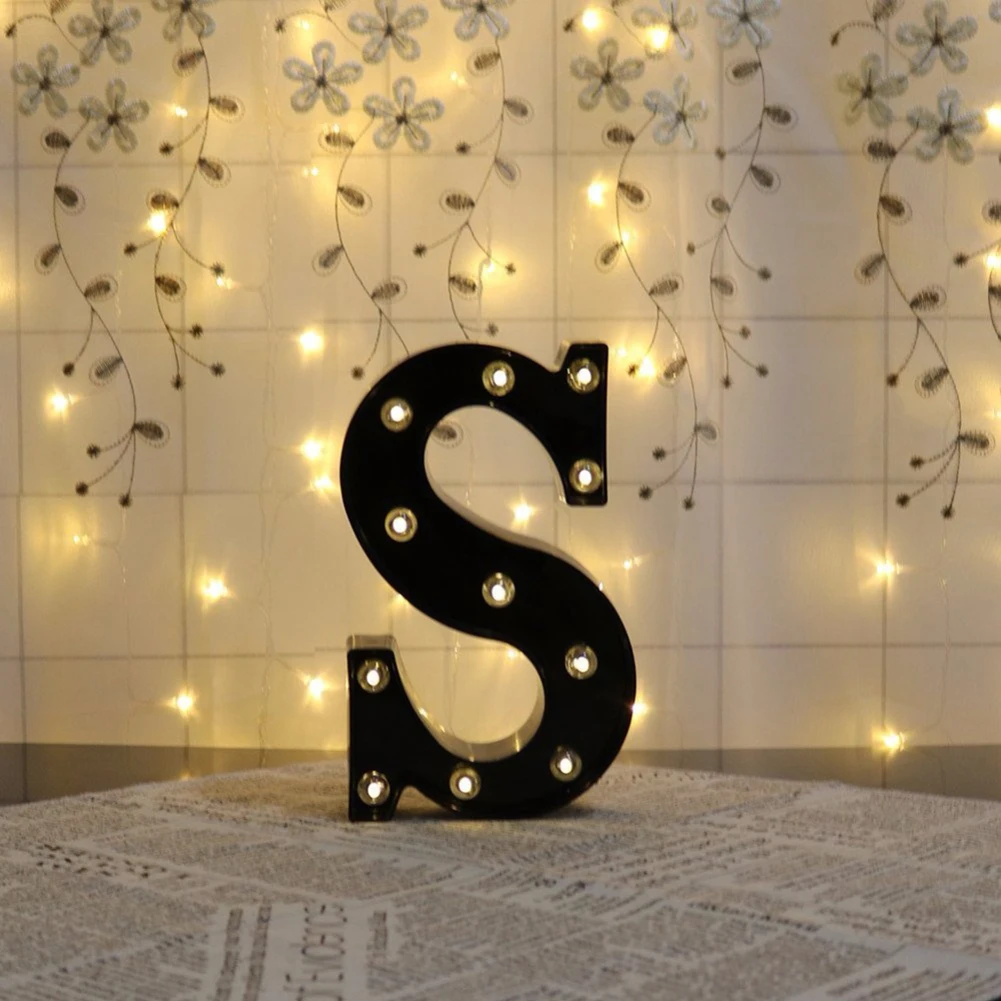 

Newly Design Led Letters Lights 26 Alphabet Black Decorative Marquee Lamps for Wedding Party Birthday Home Bar JDH88