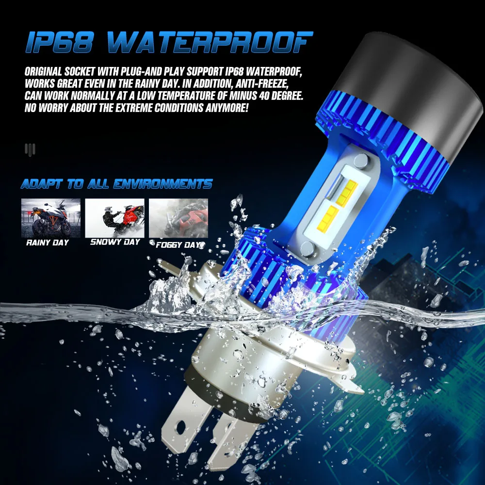 H4 светодиодный фонарь 30 Вт 6400LM 6000 К Hi и Lo луч мото фара подходит для большинства