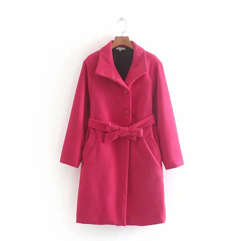Осенне зимние элегантные пояса офисные женские длинные шерстяные куртки пальто
