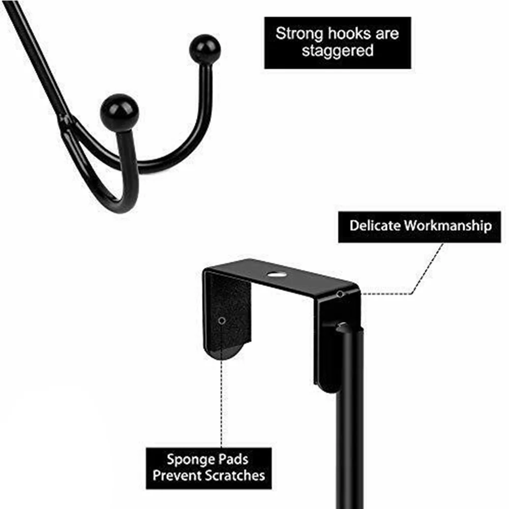 

2pcs/set Robes Hats Punch Free Over Door Home Multifunction Iron Art Bedroom Modern Double Hanger Hooks Towel Organizer Clothes