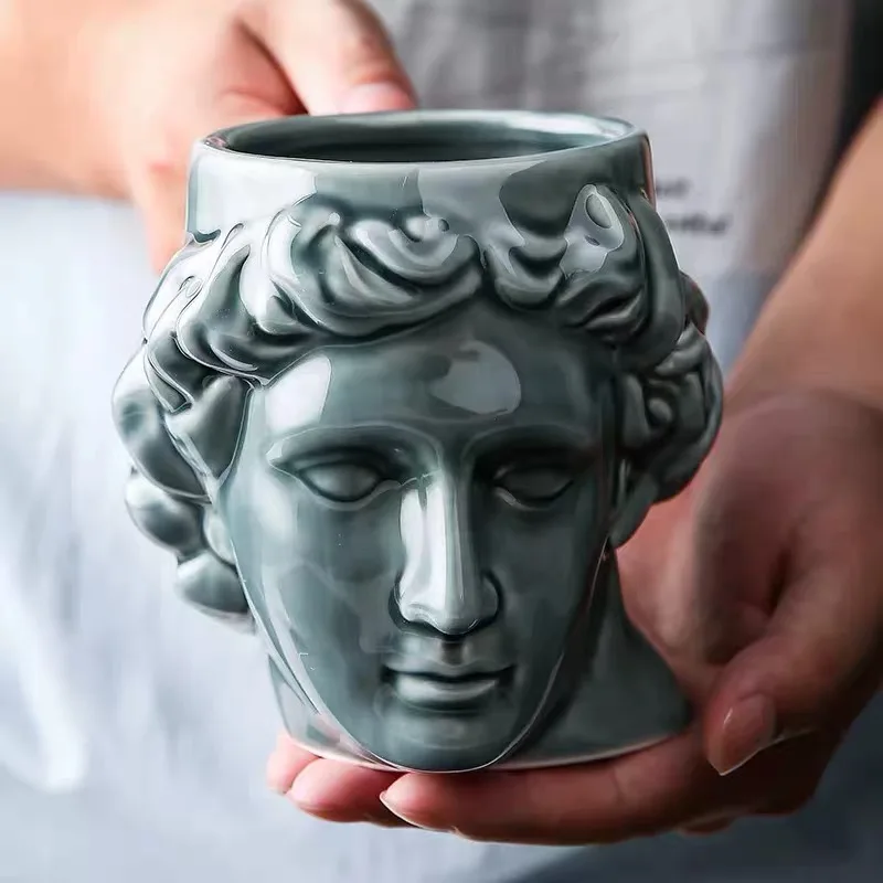 

Creative Ceramic Milk Cup Coffee Cup Spain Ancient Greek Apollo David Head Cup Mug Roman Sculpture Cup David Water Cup