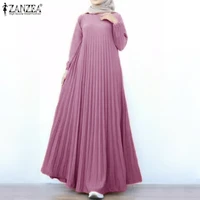 autumn dress elegant prom gown maxi dress zanzea women muslim abaya dubai long sleeve fashion a line robe femme islam clothing