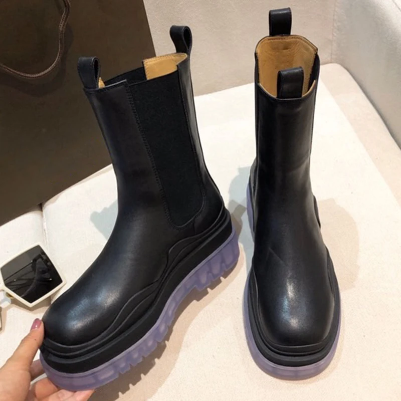 

Ollymurs Ankle Boots Genuine Leather Martin Boots Women Casual Shoes Zapatos Mujer Platform Boots