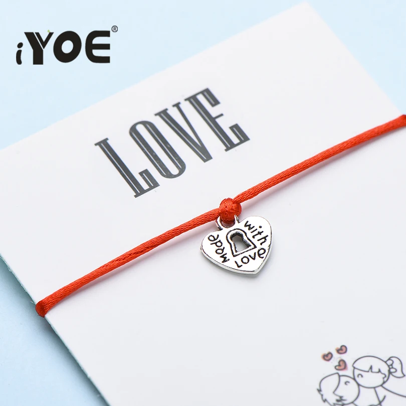 Женский и мужской браслет IYOE винтажный с красной нитью надписью Wish Card|Браслеты