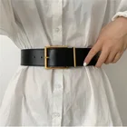 Ремень женский широкий из искусственной кожи, с металлической пряжкой, цвет черныйбежевый