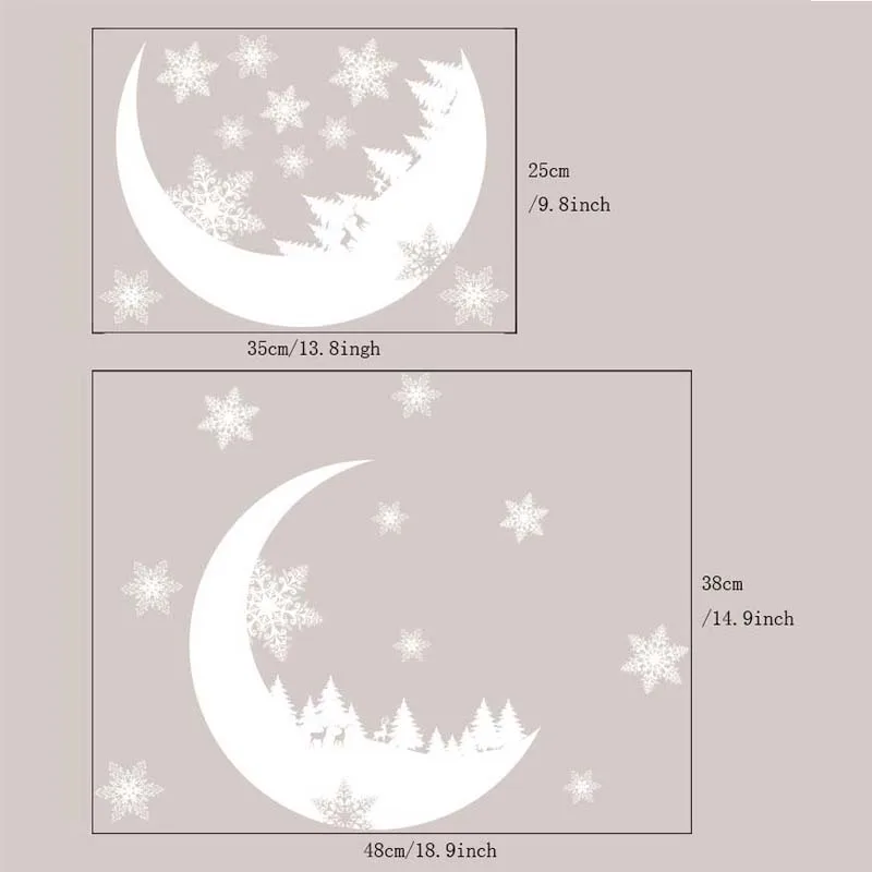 Новогодние наклейки на окно луна Снежинка стикер оленя рождественские украшения