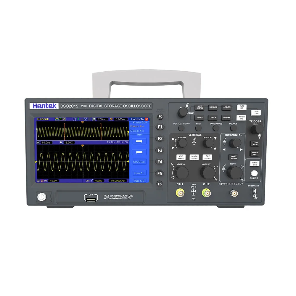 

Hantai digital oscilloscope dso2c10 2c15 2d10 2d15, 2-channel, 100MHz / 150MHz, storage, USB, portable multimeter