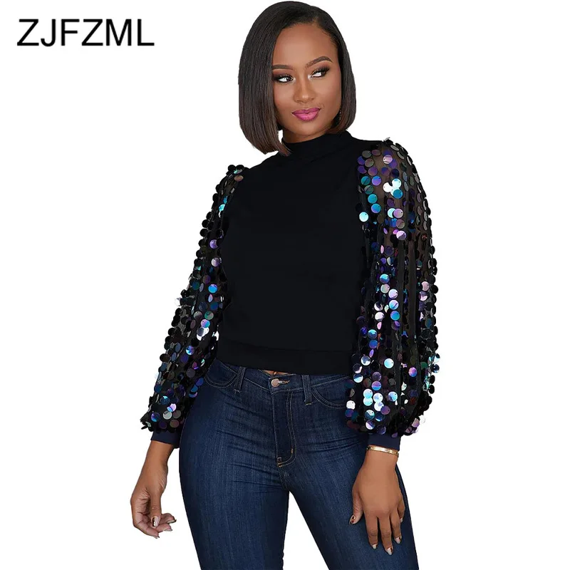 Кроп Топ женский составного кроя с блестками пикантная водолазка бандажная