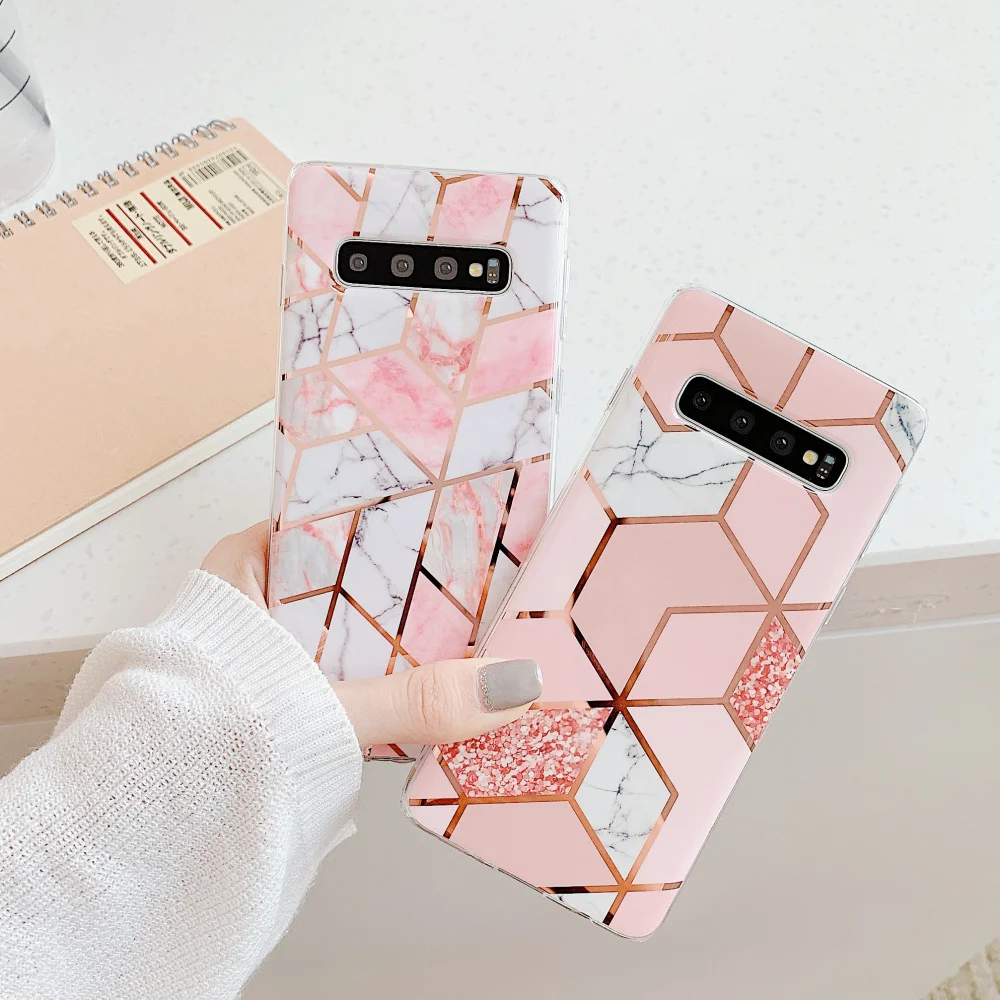 Глянцевый мраморный чехол подставка для samsung Galaxy S10e S10 S9 S8 Plus S7 Edge Note 8 9 рукоять
