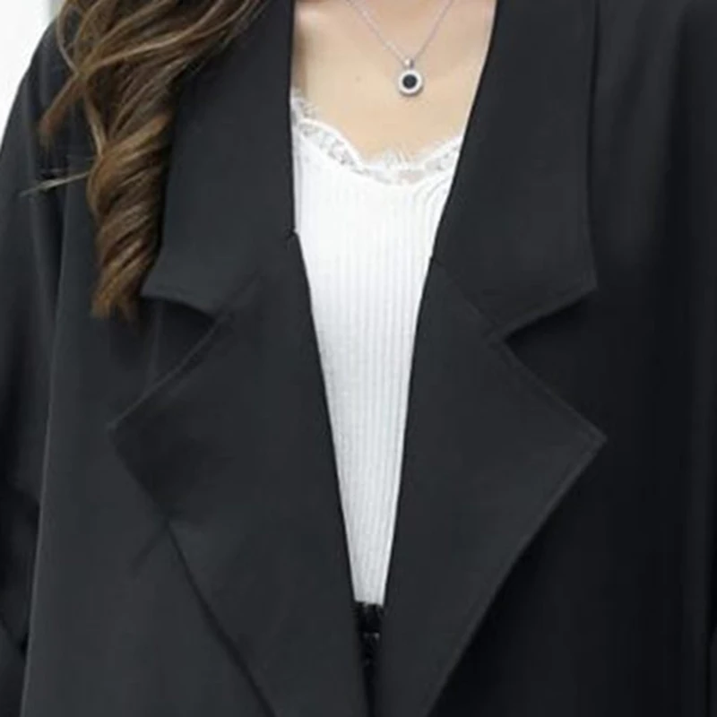 

TWOTWINSTYLE Black Casual Windbreaker For Women Lapel Collar Long Sleeve Loose Minimalist Solid Trench Female 2021 New Clothing