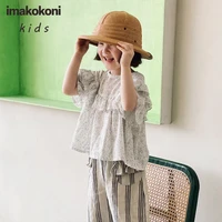 imakokoni original korean floral doll shirt short sleeved girls wear 2021 summer thin section 21590