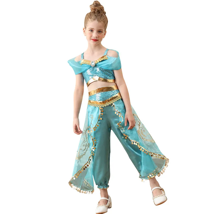 Рождество Детское платье Хэллоуин Косплэй костюм Принцесса Жасмин для девочек