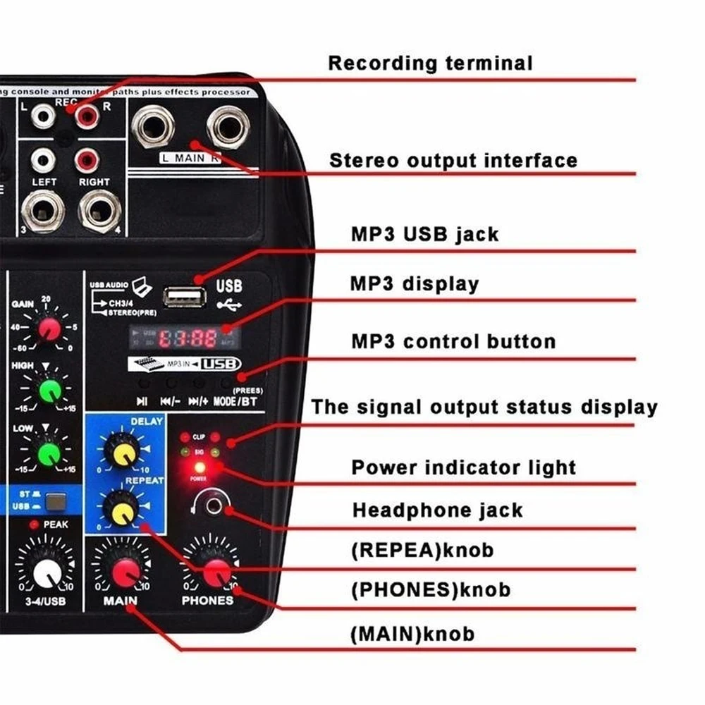 Горячая Новинка Распродажа TU04 BT звуковая микшерная консоль запись 48 В Phantom Power