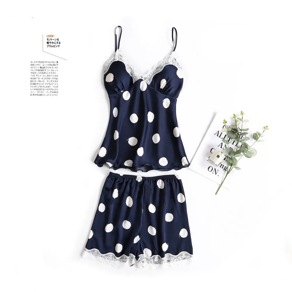 

Пижамные комплекты, шелковая кружевная одежда для сна, летнее нижнее белье, сексуальные пижамы для женщин, Повседневная Домашняя одежда, ни...