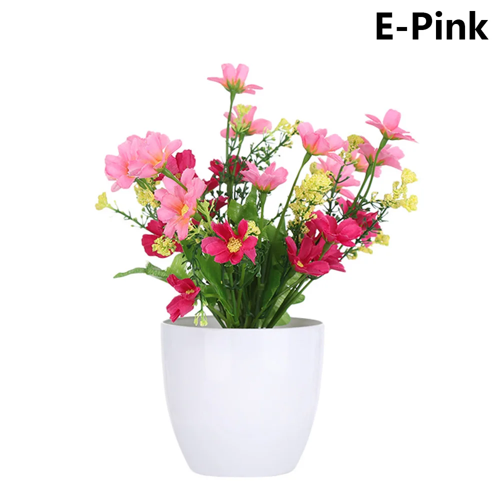E-Pink 1 комплект искусственный пластиковый бонсай заменитель пены в горшке реалистичные растения Настольный орнамент топиарная сосновая дерево украшение для дома ремесла - Цвет: E-Pink