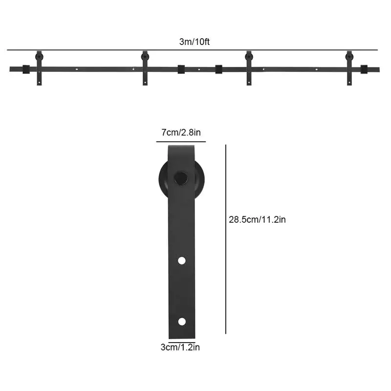 

Barn Door Hanging Rail 10FT Double Door Splicing Regular Carbon Steel Barn Door Hanging Rail Shower Cabinet Door Roller