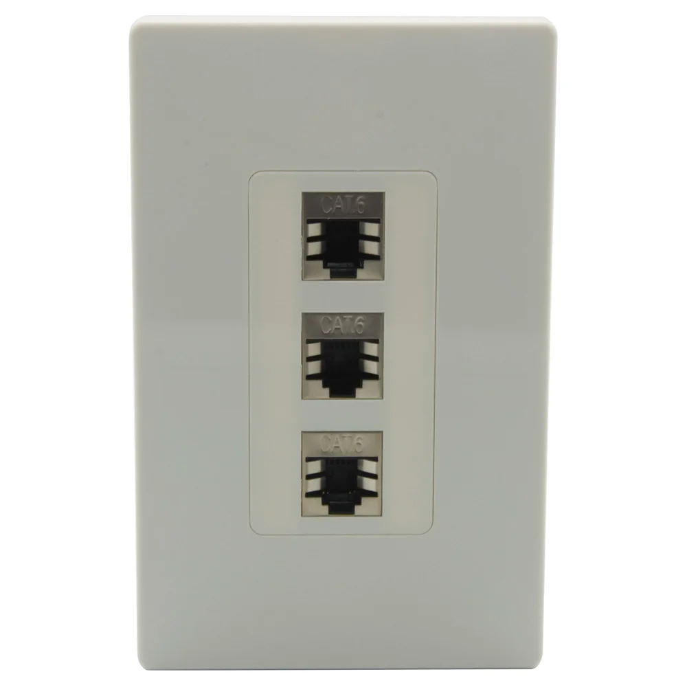 

Новый дизайн, 1 комплект, без винтов, декоративный стиль, 3 порта, CAT6 RJ45, медный металлический экран, стиль «Мама-мама», настенная пластина