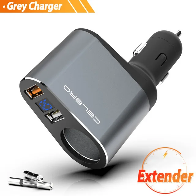 Only grey charger Автомобильное зарядное устройство Quick Charge 3,0 Qc3.0 Dual Usb Автомобильное зарядное устройство адаптер цифровой светодиодный дисплей Быстрая зарядка для мобильного телефона samsung - Тип штекера: Only grey charger