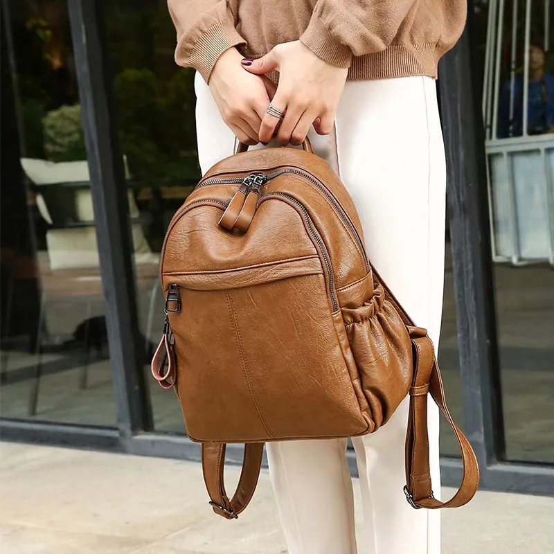 Многофункциональный практичный рюкзак кожаный женский дорожная сумка кожаная