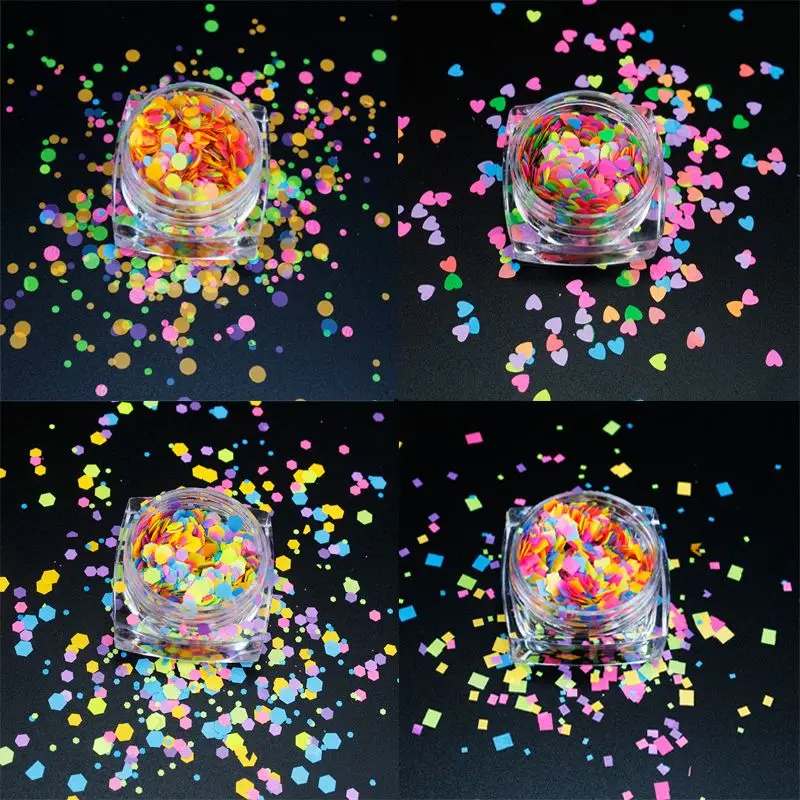 50 г/пакет голографические супер тонкие блестки для ногтей Сердце Звезда круглая