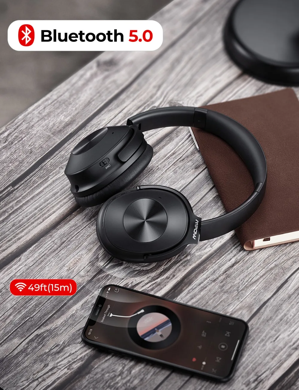 Mpow H12 гибридные активные шумоподавления Bluetooth наушники 30 H время игры 40 мм драйвер беспроводной проводной 2 в 1 для путешествий работы